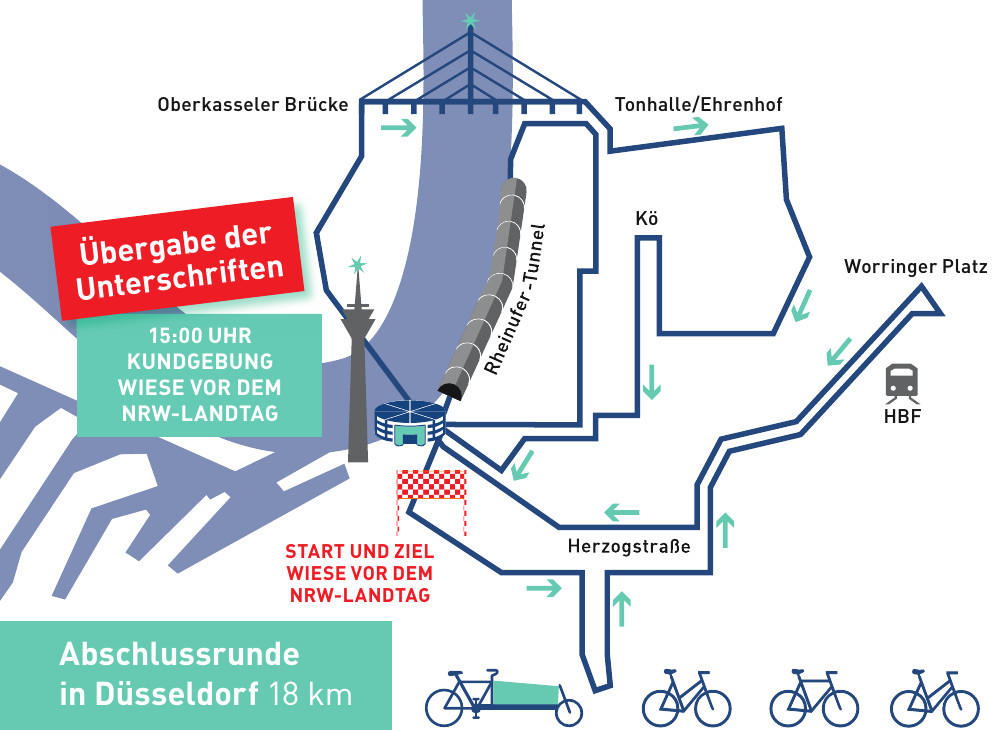 995px x 730px - Die Hauptroute durch DÃ¼sseldorf â€“ ADFC Fahrrad * Sternfahrt NRW 7.5.2023